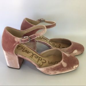 Sam Edelman Mary Jane Pumps Clover 5.5 Pink Velvet